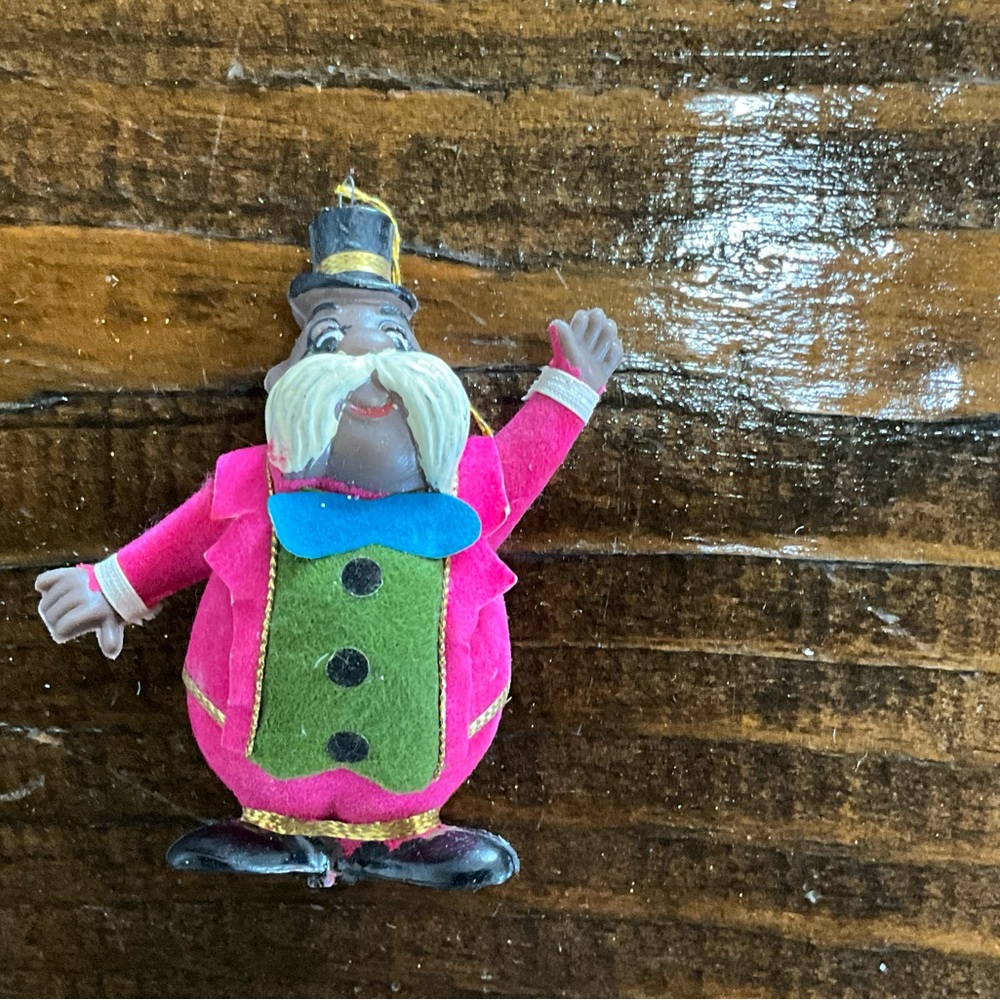 Vintage Mr. Walrus Alice in Wonderland Plastic Figure Ornament Felt Suit MCM